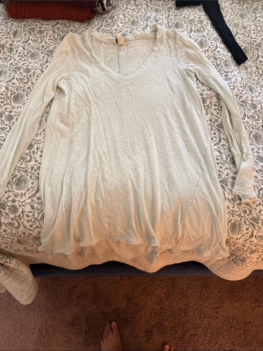 We The Free Pale Mint V-Neck Long Sleeve Tunic